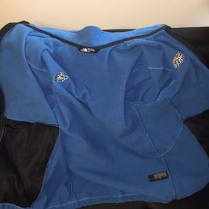 blue north face jacket